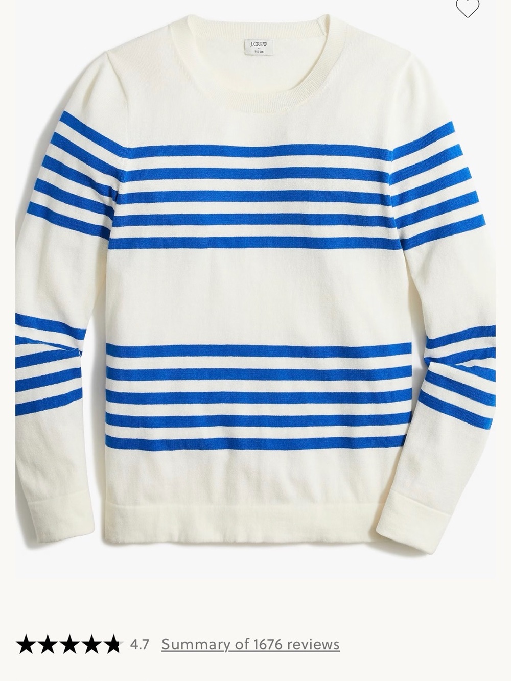 J. Crew Teddie Crewneck Sweater with Blue Stripes